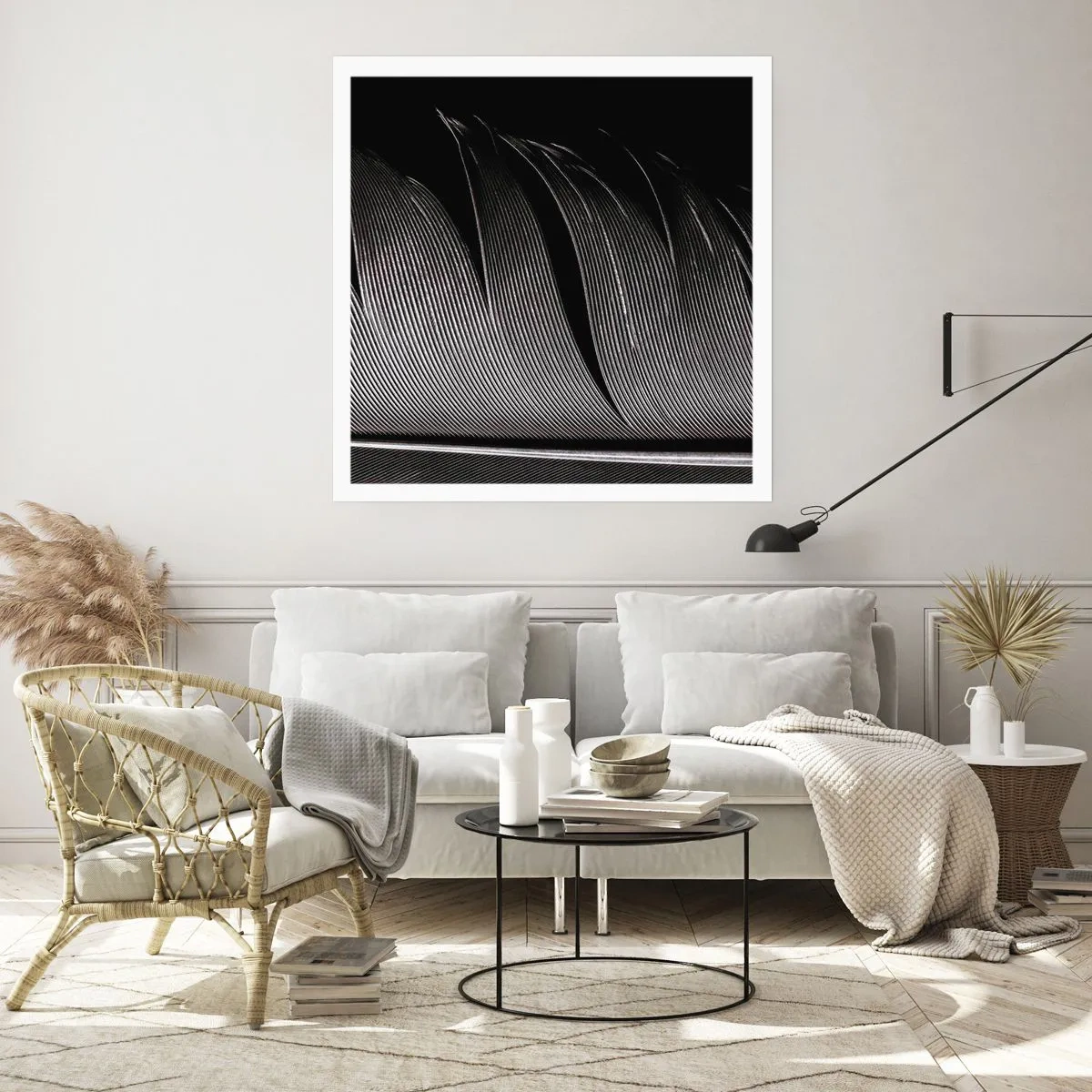 Poster - Een veer - prachtig ontwerp - 50x50 cm