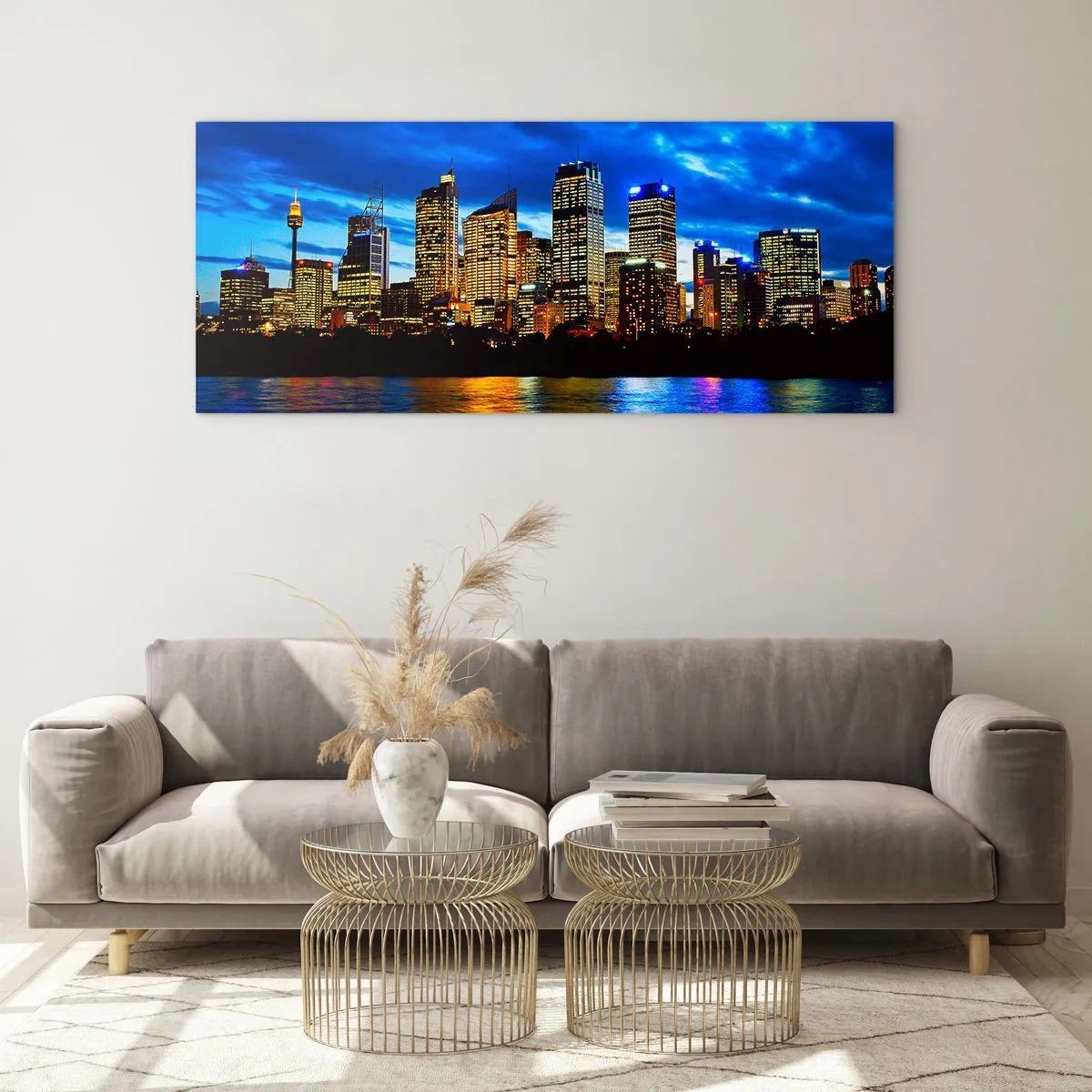 Schilderen op glas - Een nacht van licht en kleuren - 120x50 cm