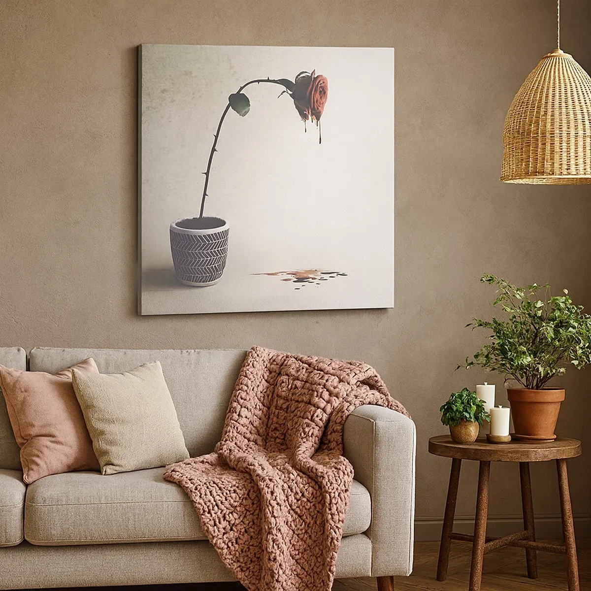 Schilderen op canvas - Rosa dolorosa - 30x30 cm