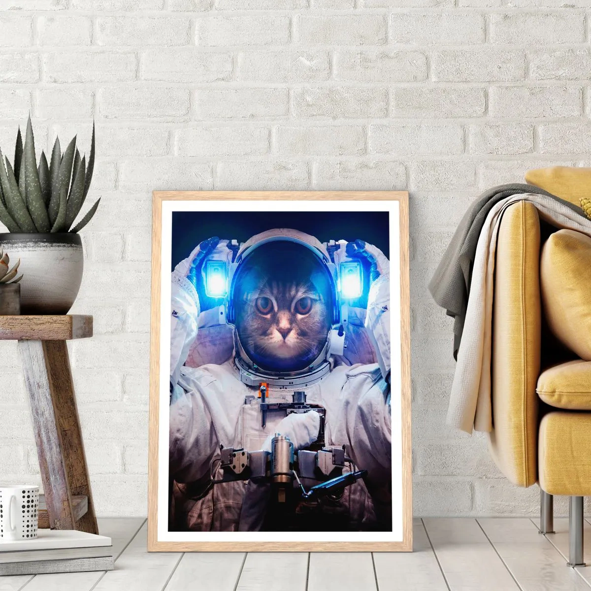 Een poster in een licht eiken lijst - Houston, je hebt een probleem - 50x70 cm