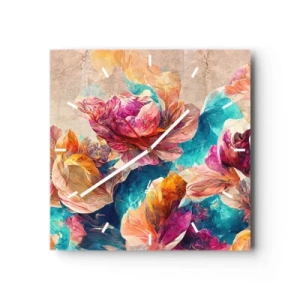 Wandklok - Klok - Kleurrijke pracht van het boeket - 30x30 cm
