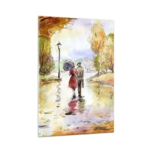 Schilderen op glas - Romantische herfst in het park - 50x70 cm