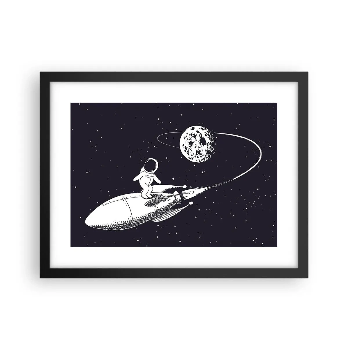 Poster in een zwarte lijst - Spacesurfer - 40x30 cm