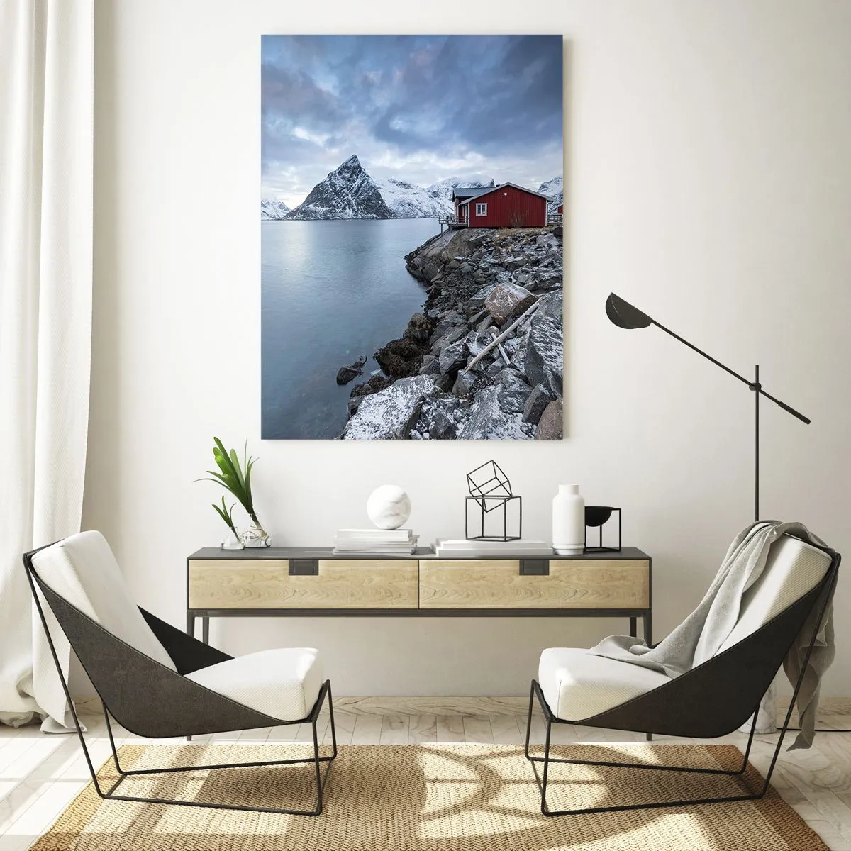 Schilderen op glas - Scandinavisch toevluchtsoord - 80x120 cm