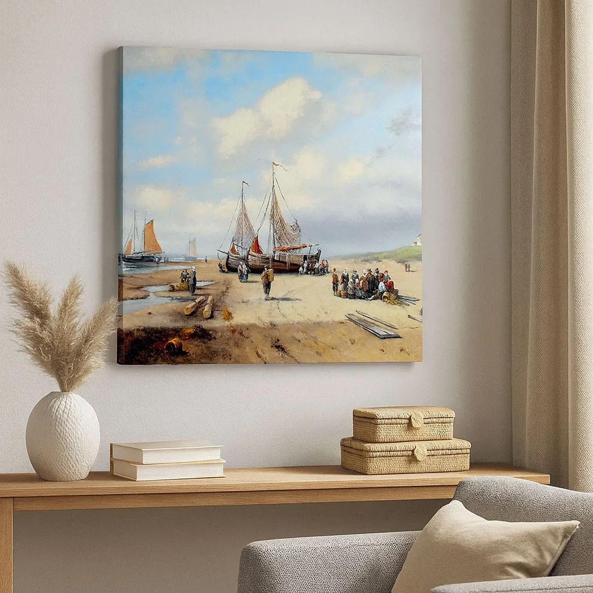 Schilderen op canvas - Na een geslaagde vangst - 30x30 cm