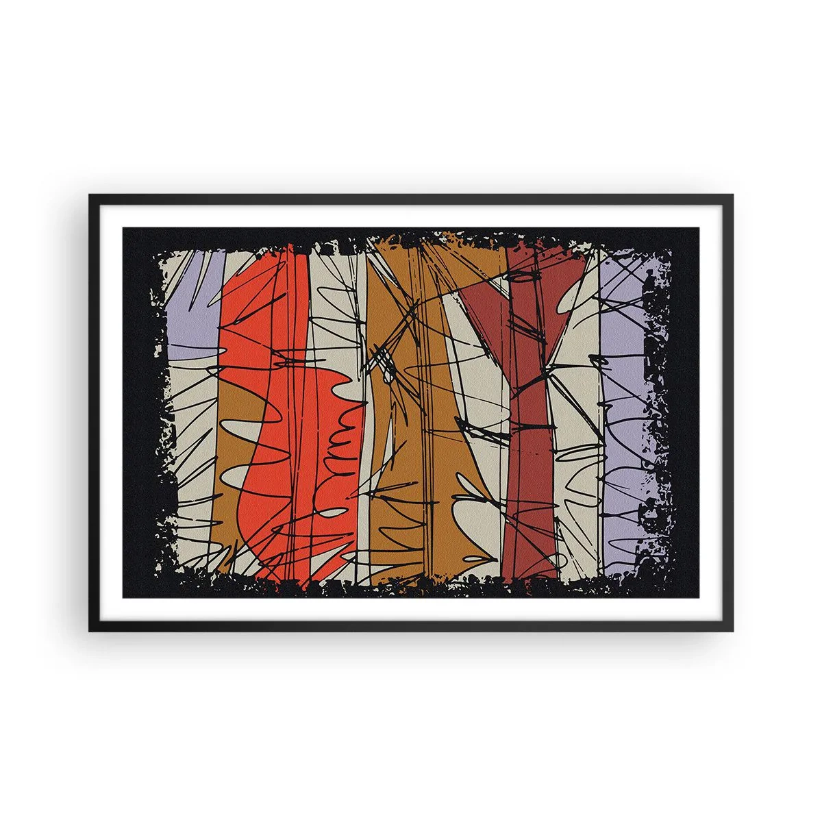 Poster in een zwarte lijst - Spontane compositie - 91x61 cm