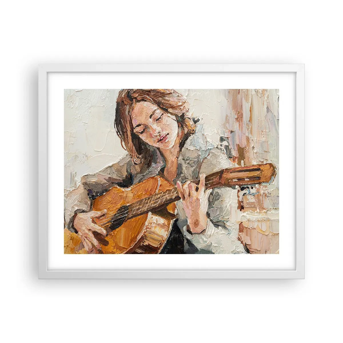 Poster in een witte lijst - Concerto voor gitaar en een meisjeshart - 50x40 cm