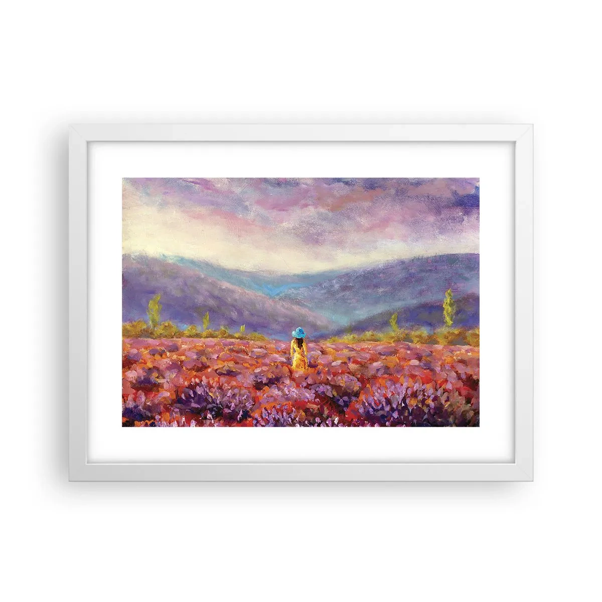 Poster in een witte lijst - In een lavendelwereld - 40x30 cm