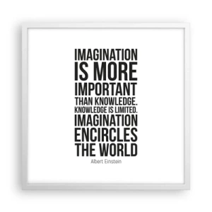 Poster in een witte lijst - Einstein over de kracht van verbeelding - 50x50 cm