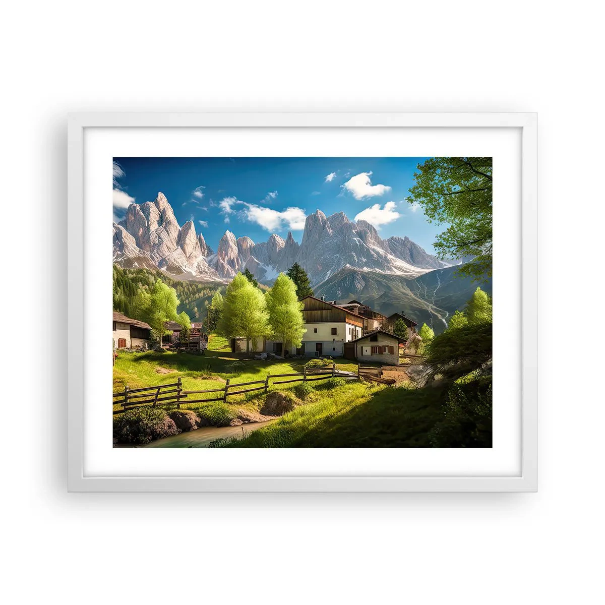Poster in een witte lijst - Alpine idylle - 50x40 cm