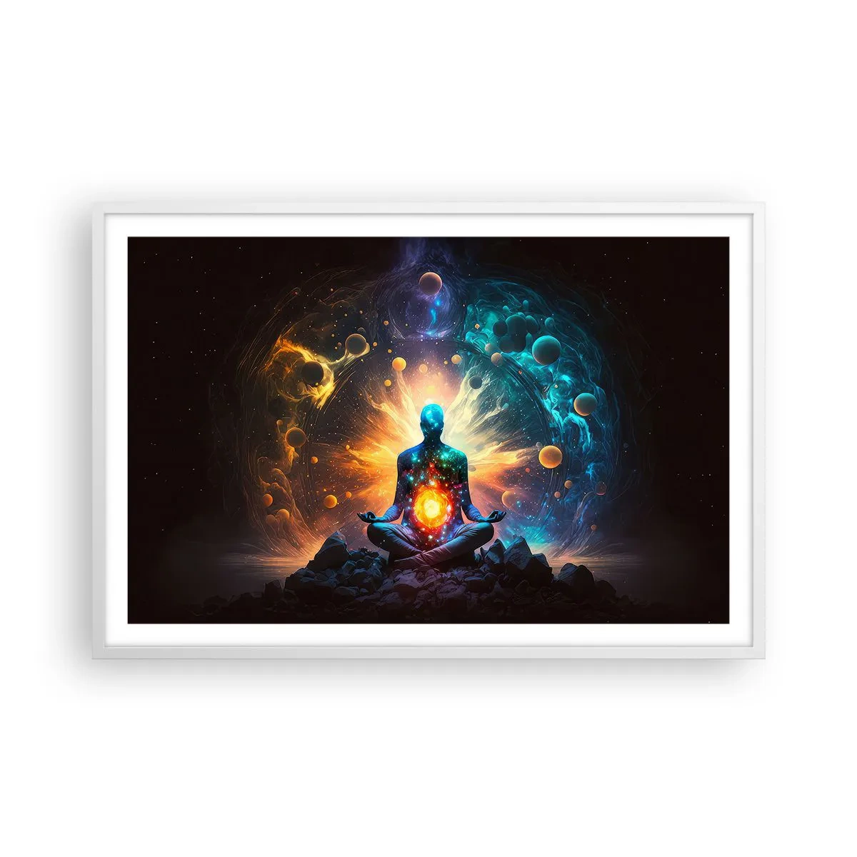Poster in een witte lijst - Kosmische vrede - 91x61 cm
