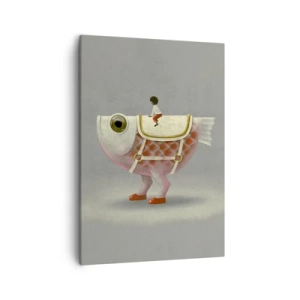 Schilderen op canvas - Ruiter op een surrealistische vis - 50x70 cm