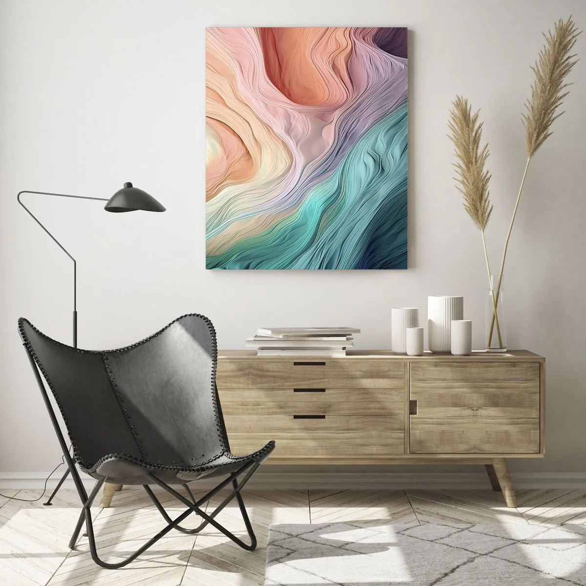 Schilderen op glas - Regenboog golf - 50x70 cm