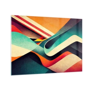 Schilderen op glas - Kleurrijke strepen in een dynamische, abstracte compositie - 70x50cm - Intensieve compositie - Moderne wanddecoratie voor woonkamer en slaapkamer ARTTOR