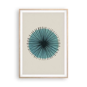 Een poster in een licht eiken lijst - Stralend in het blauw - 70x100 cm