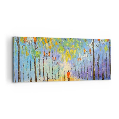 Schilderen op canvas - Nachtlied van regen - 100x40 cm