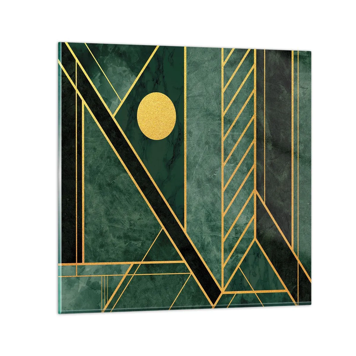 Schilderen op glas - Dynamiek van goud en azuur - 70x70 cm