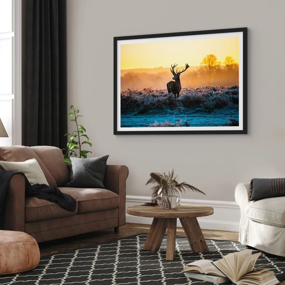 Poster in een zwarte lijst - Gekroond op zijn landgoed - 100x70 cm