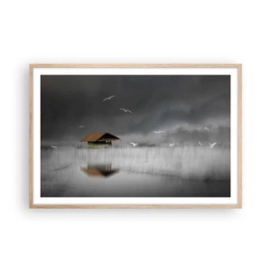 Een poster in een licht eiken lijst - Beschutting tegen regen - 91x61 cm