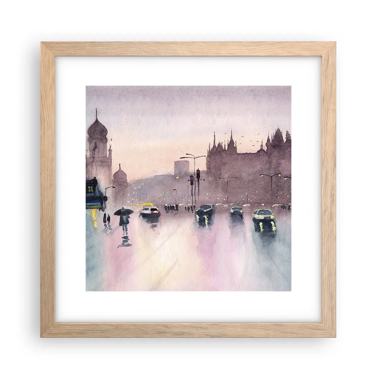 Een poster in een licht eiken lijst - In de regenachtige nevel - 30x30 cm