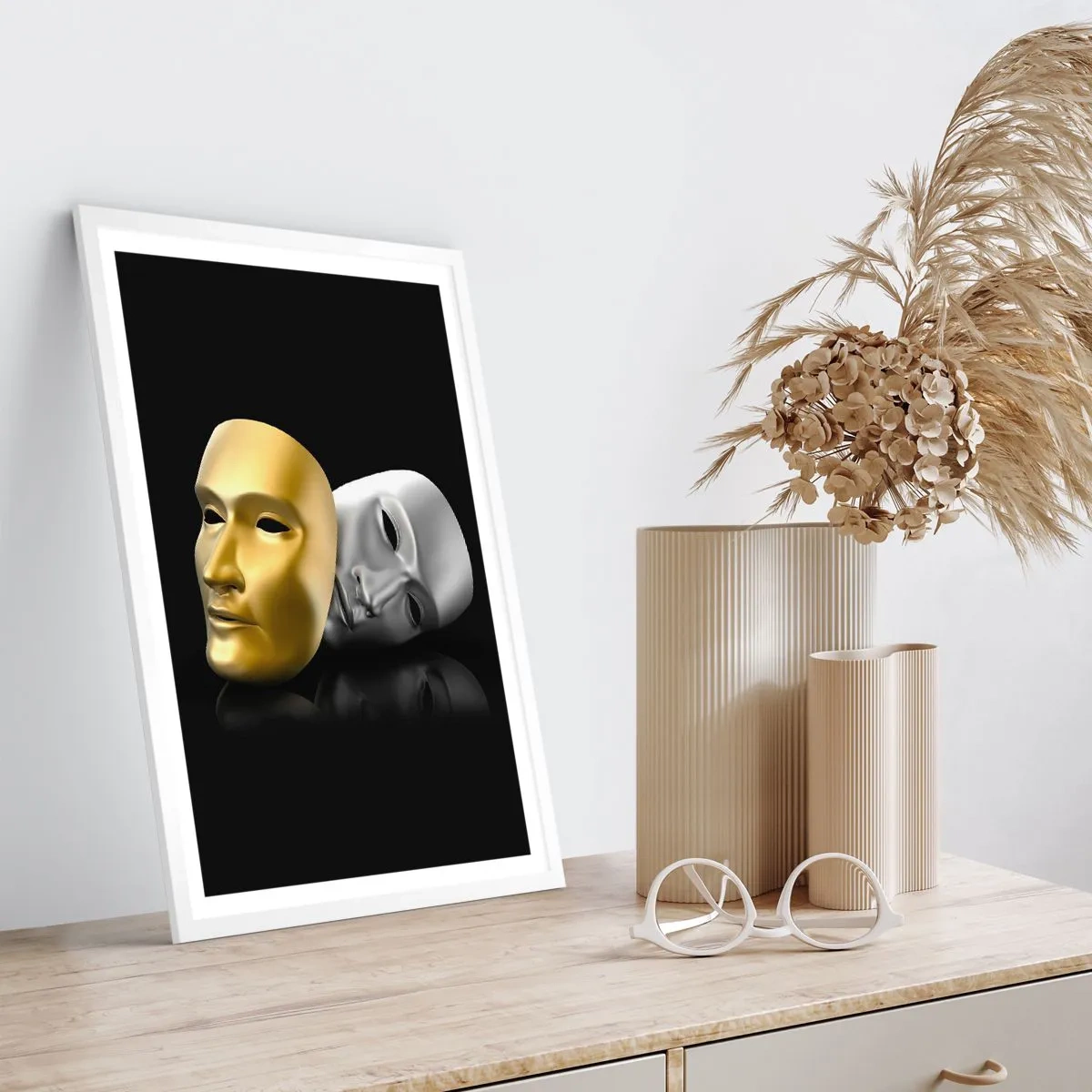 Poster in een witte lijst - Het leven is theater - 61x91 cm