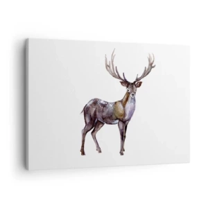 Schilderen op canvas - Aquarelillustratie van een hert met majestueuze geweien - 70x50cm - Koning van het noordelijke bos - Moderne wanddecoratie voor woonkamer en slaapkamer ARTTOR