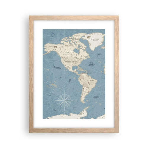 Een poster in een licht eiken lijst - De wereld binnen handbereik - 30x40 cm