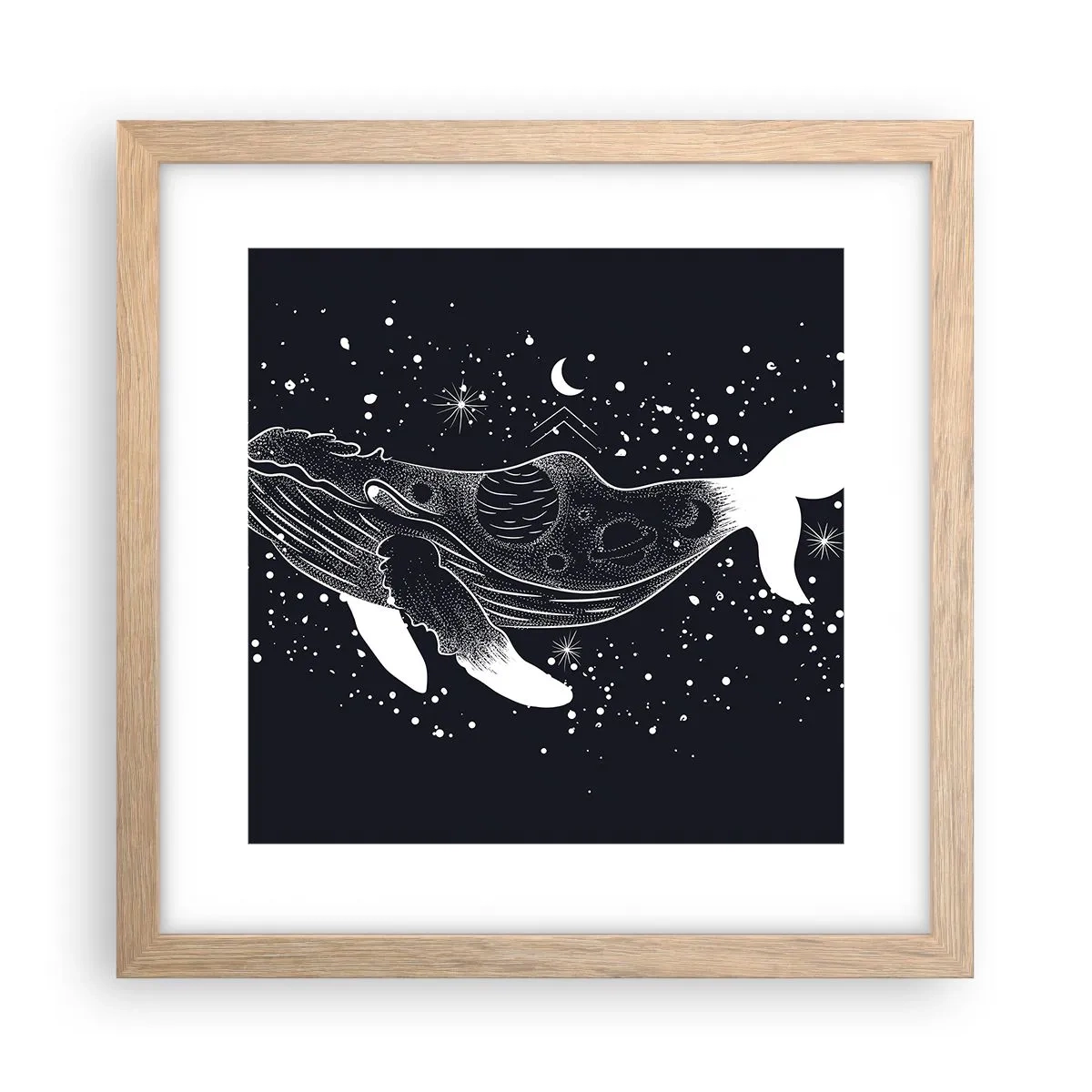 Een poster in een licht eiken lijst - In de oceaan van het universum - 30x30 cm