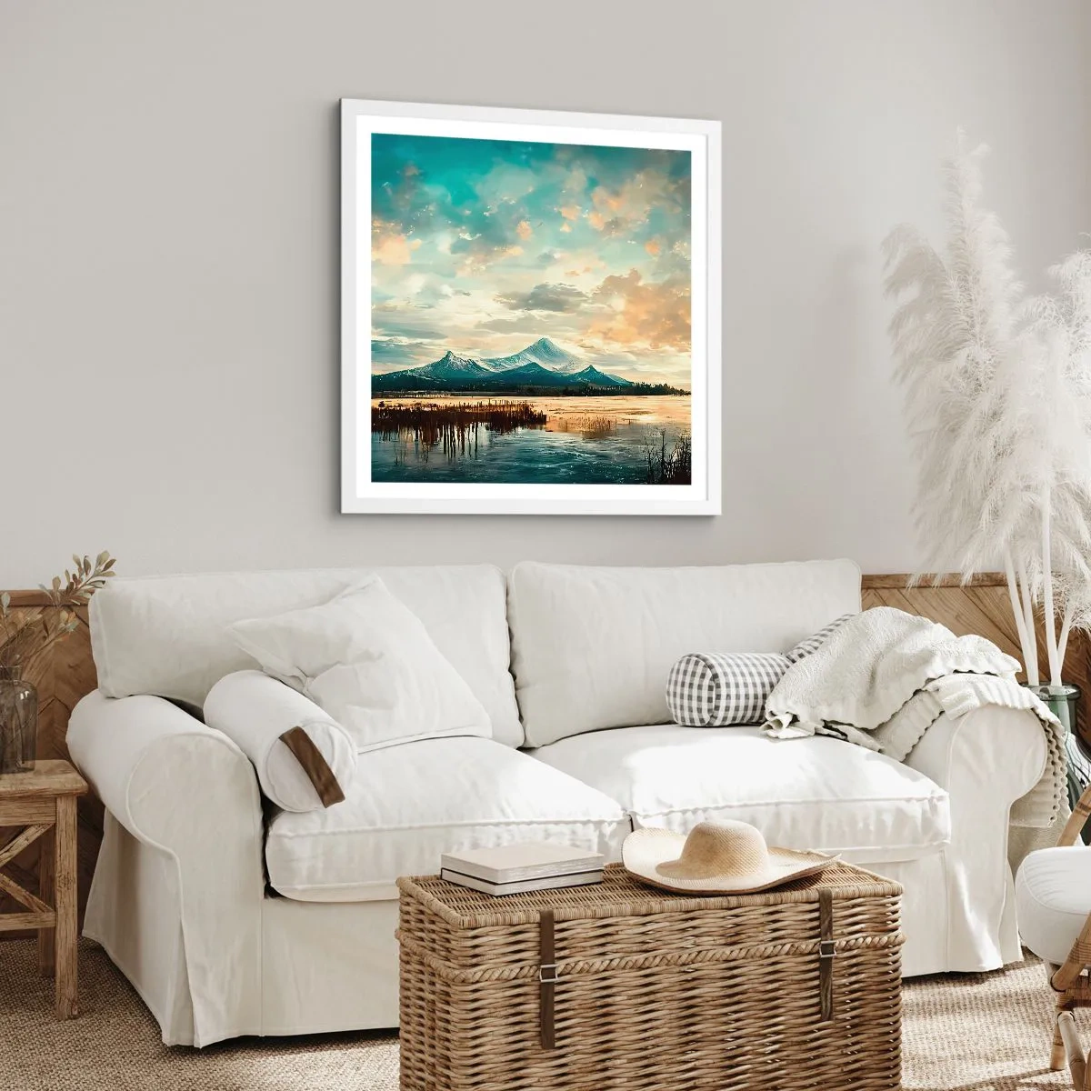 Poster in een witte lijst - Onder bescherming van de hemel - 40x40 cm