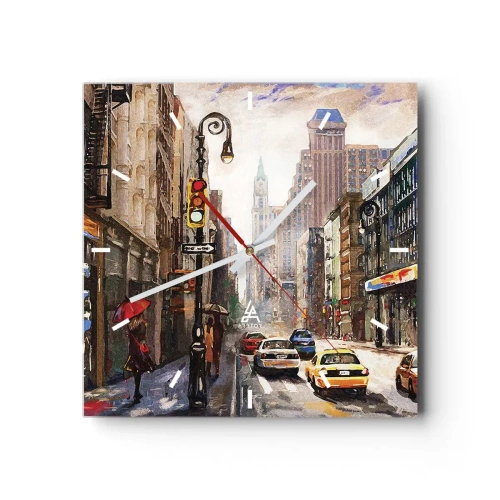 Wandklok - Klok - New York - ook kleurrijk in de regen - 30x30 cm