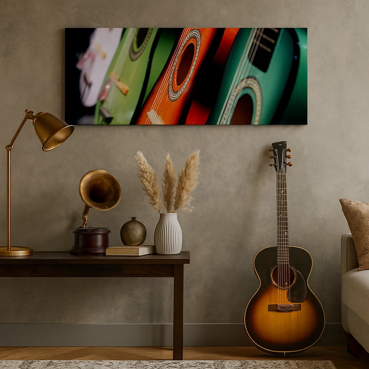 Schilderen op canvas - De gitaar heeft vele kleuren - 30x30 cm