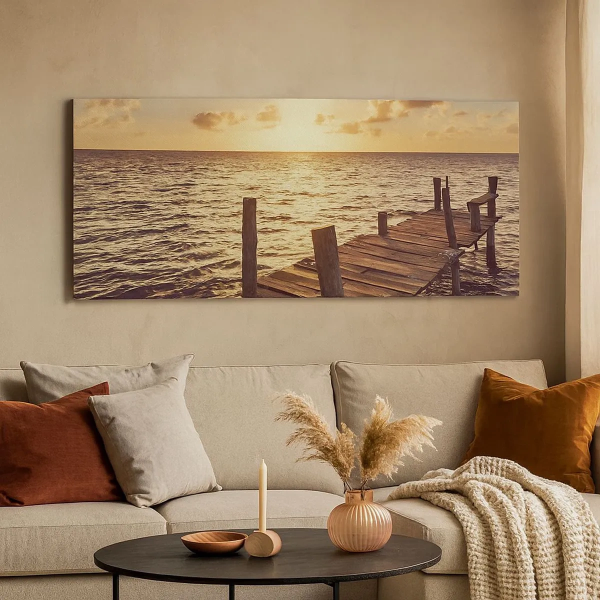 Schilderen op canvas - Het gouden land van zachtheid - 100x40 cm