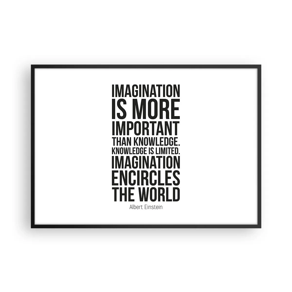 Poster in een zwarte lijst - Einstein over de kracht van verbeelding - 100x70 cm