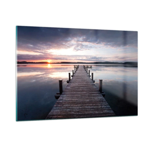 Schilderen op glas - Een rustige grens tussen dag en nacht - 120x80 cm