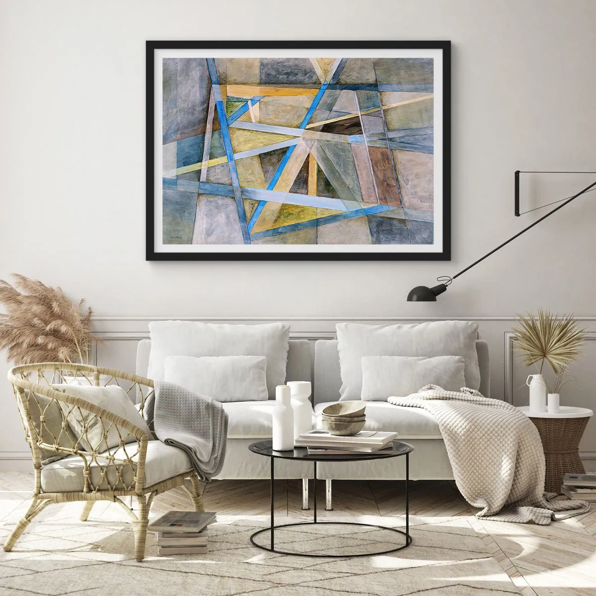 Poster in een zwarte lijst - Recht of diagonaal? - 91x61 cm