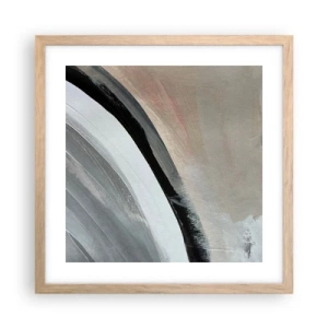 Een poster in een licht eiken lijst - Compositie: boog van zwart en grijs - 40x40 cm