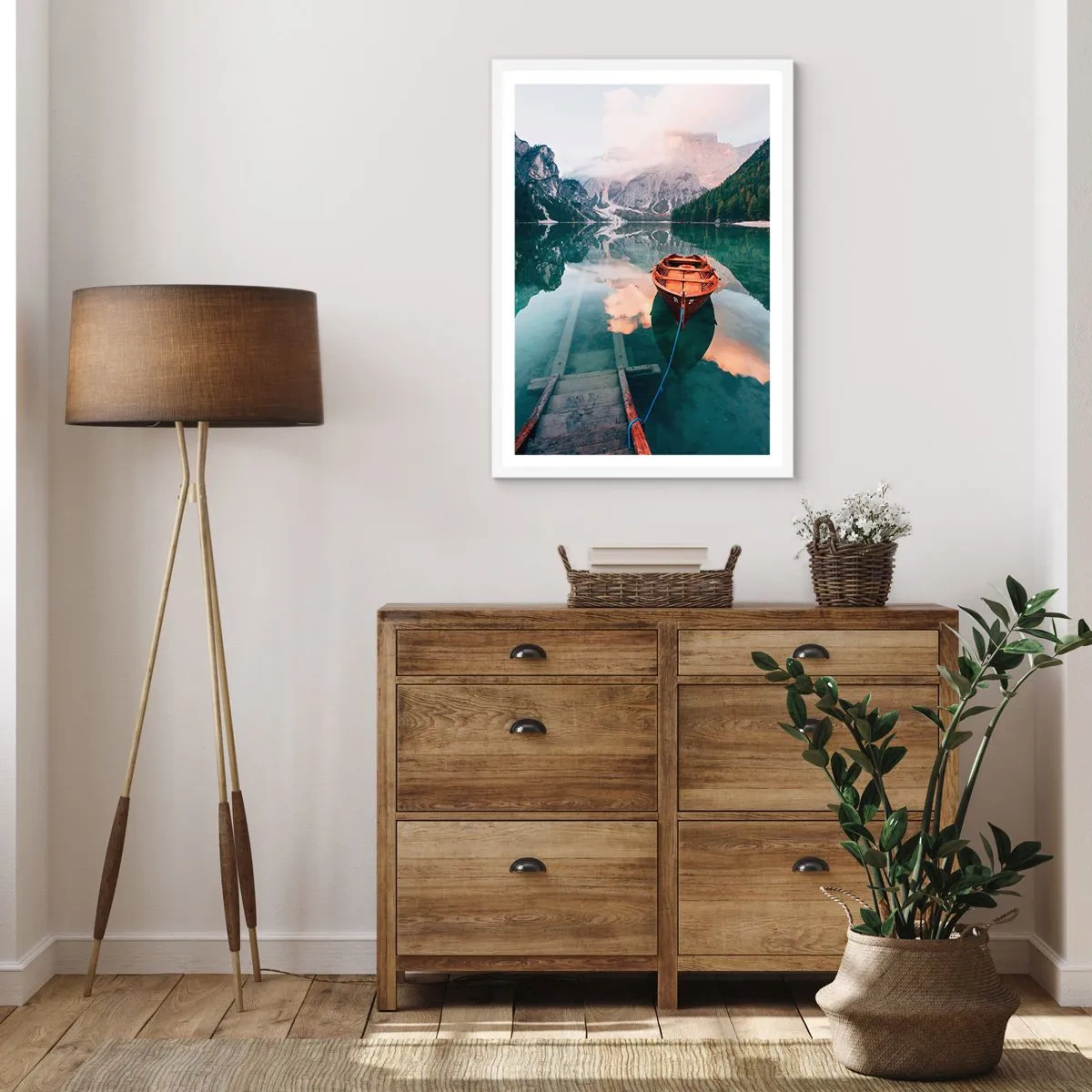 Poster in een witte lijst - Vreedzame slaap van de bergen - 50x70 cm