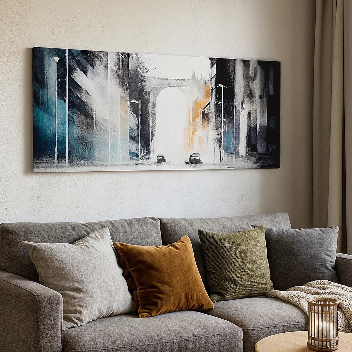 Schilderen op canvas - Stadsstudie: architectuur en beweging - 30x30 cm