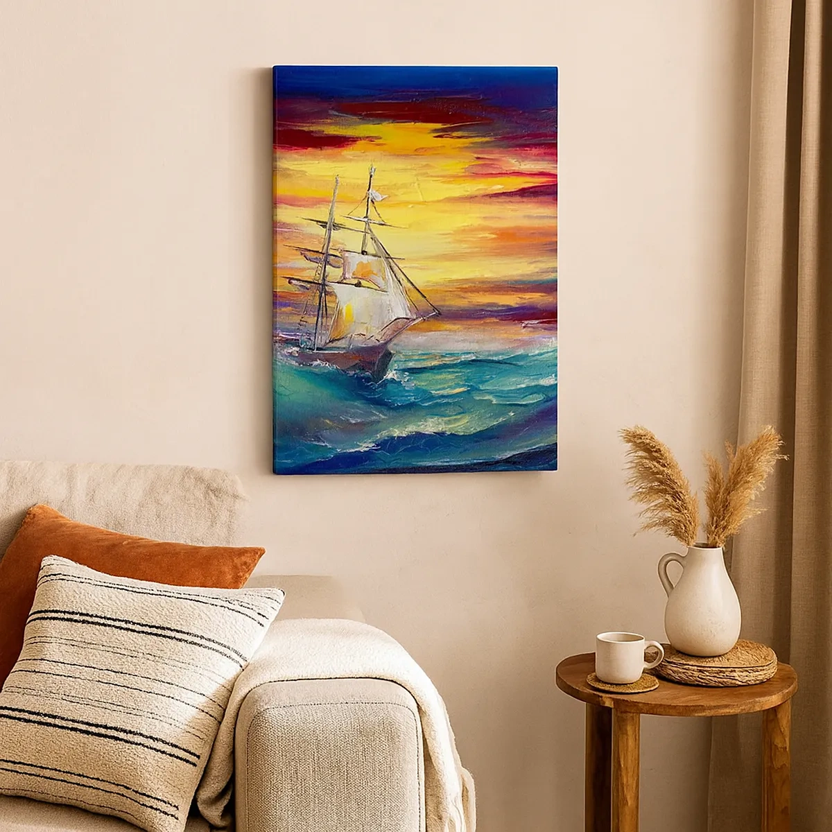 Schilderen op canvas - Dapper onder de golven - 50x70 cm
