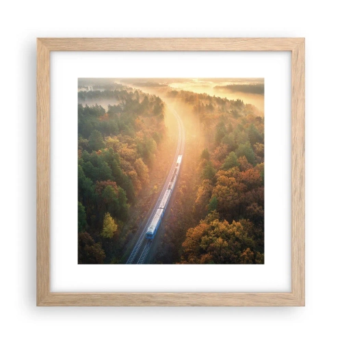 Een poster in een licht eiken lijst - Herfst reis - 30x30 cm