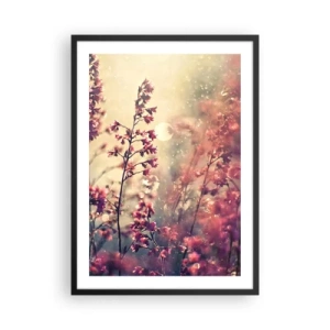 Poster in een zwarte lijst - Bloemen in het licht van de ondergaande zon - 50x70cm - Geheime Tuin - Moderne wanddecoratie voor woonkamer en slaapkamer ARTTOR