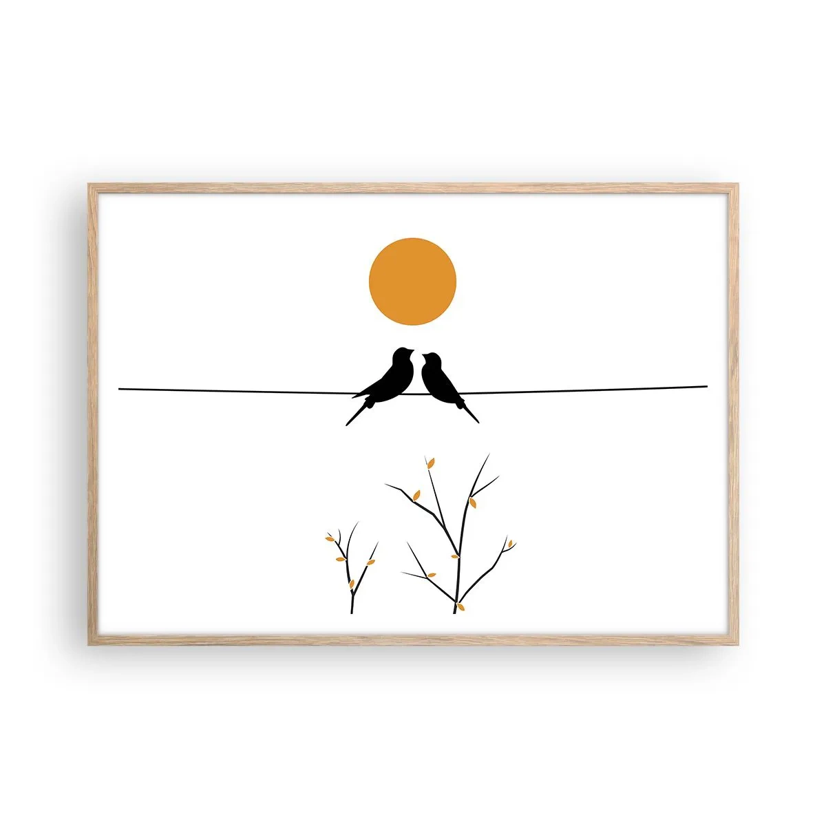 Een poster in een licht eiken lijst - Nachtegalen avond - 100x70 cm