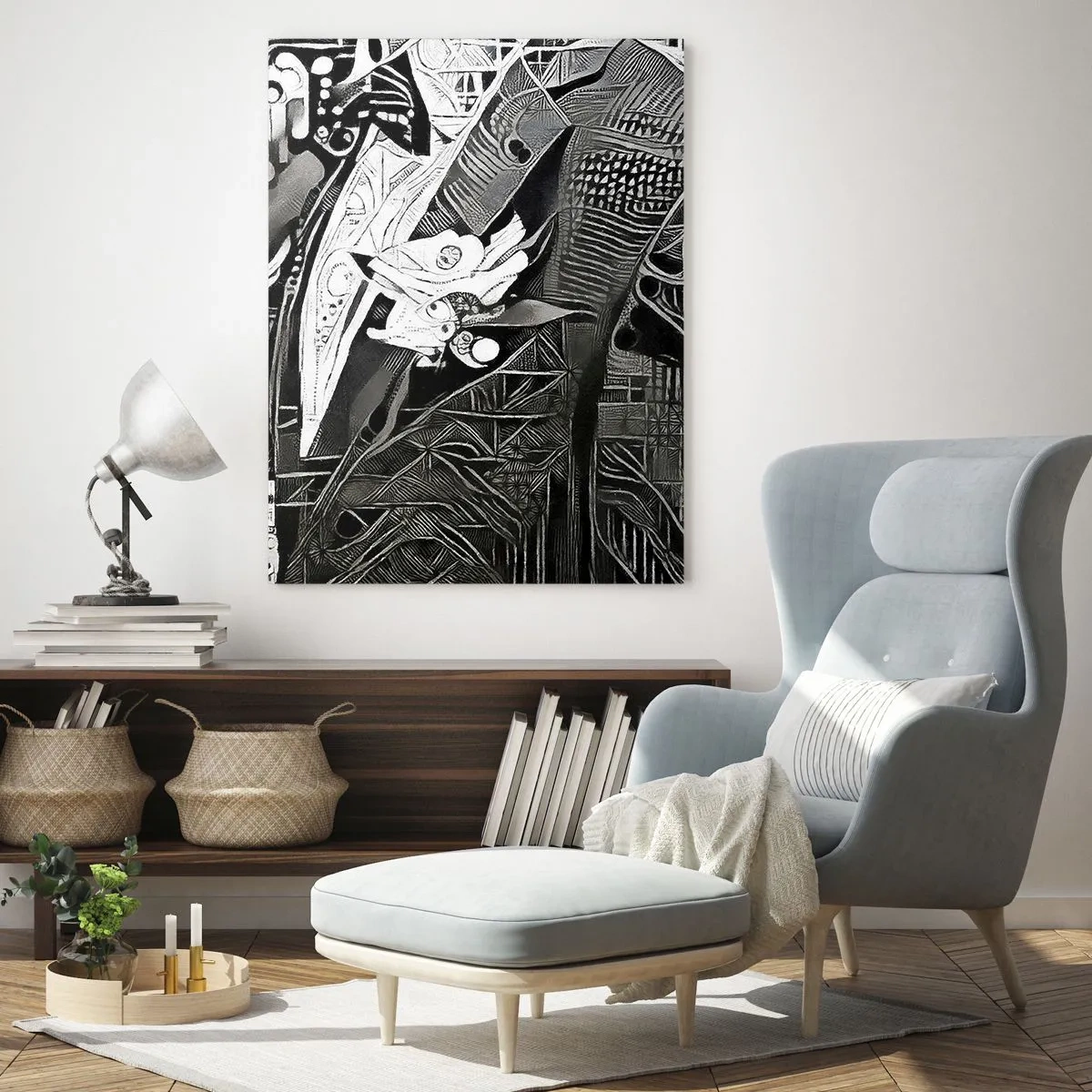 Schilderen op glas - Alleen een ogenschijnlijk grijze man - 70x100 cm
