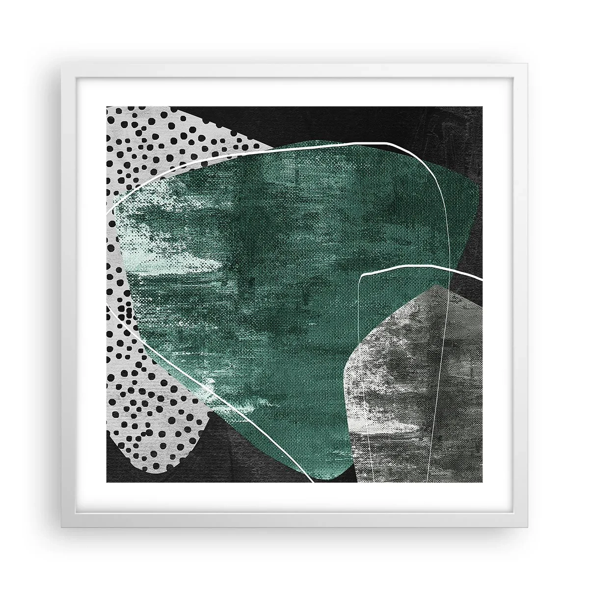 Poster in een witte lijst - Kleurrijke abstractie met bladgoud - 50x50 cm
