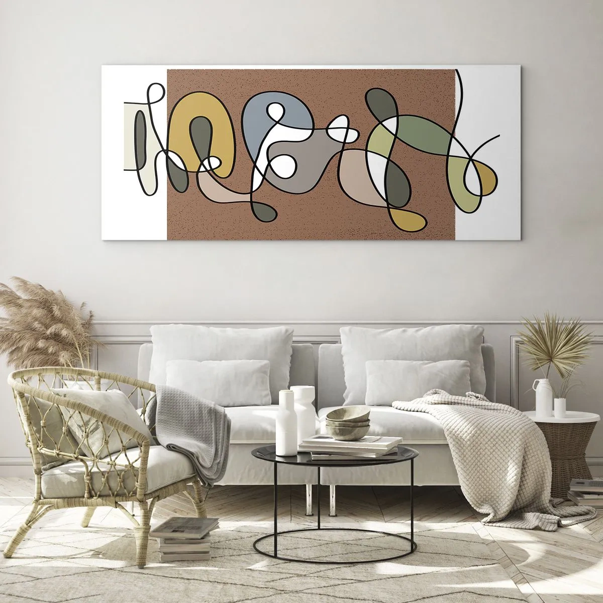 Schilderen op glas - Abstractie die het glimlachen waard is - 100x40 cm