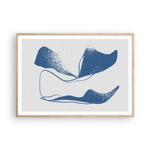 Een poster in een licht eiken lijst - Gevleugelde abstractie - 100x70 cm