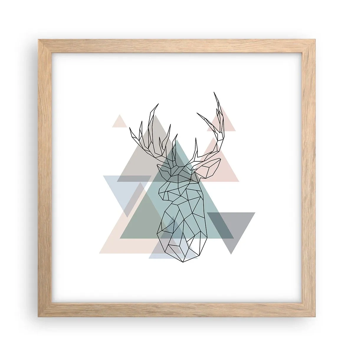 Een poster in een licht eiken lijst - In een geometrisch bos - 30x30 cm