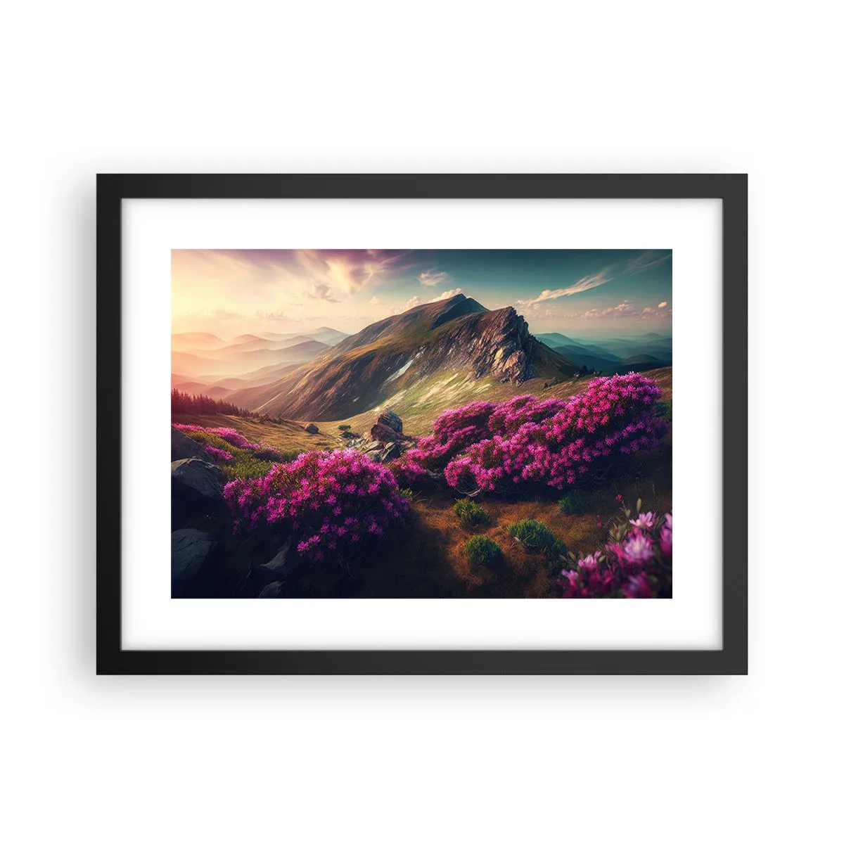 Poster in een zwarte lijst - Zomer in de bergen - 40x30 cm