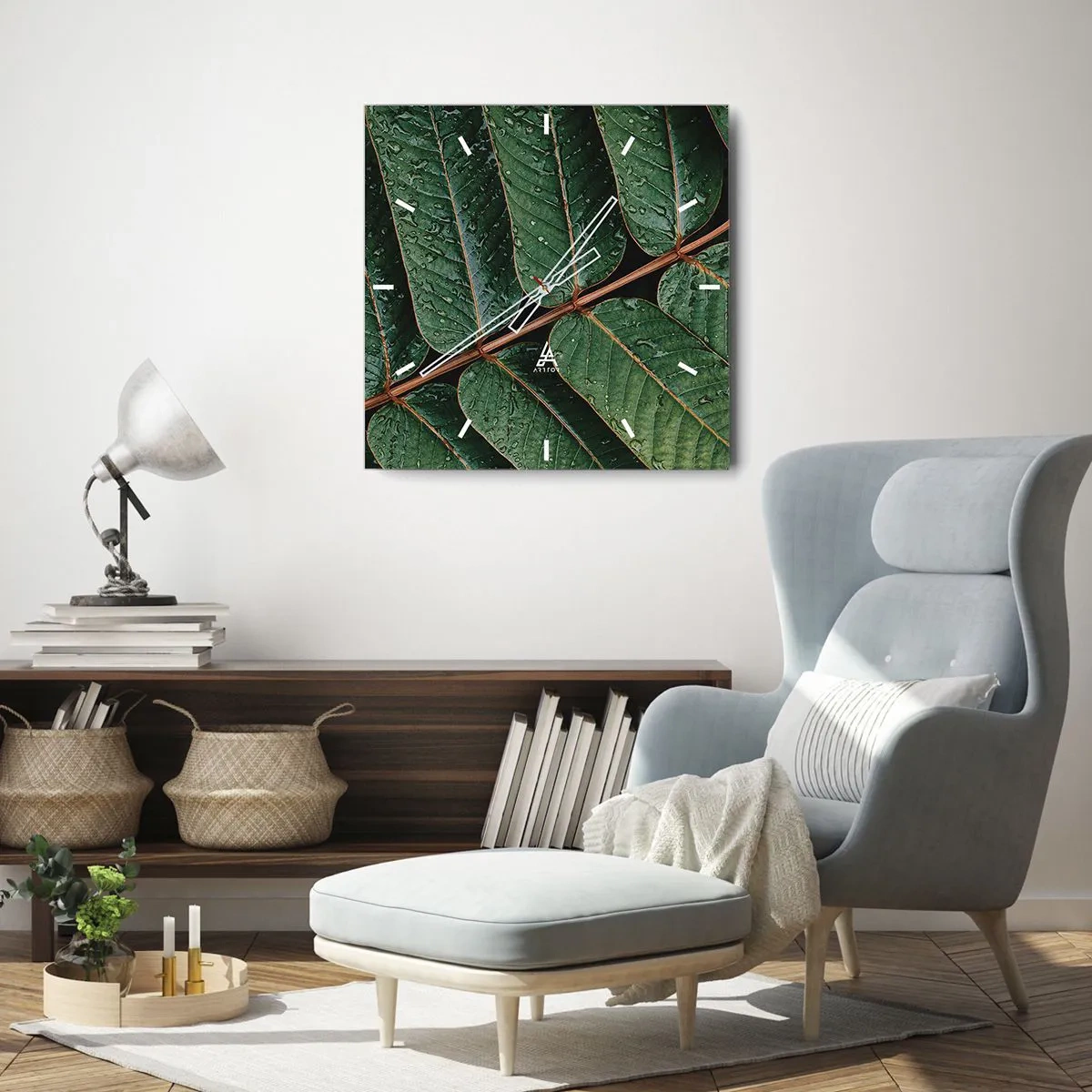 Wandklok - Klok - In een groen ritme - 40x40 cm