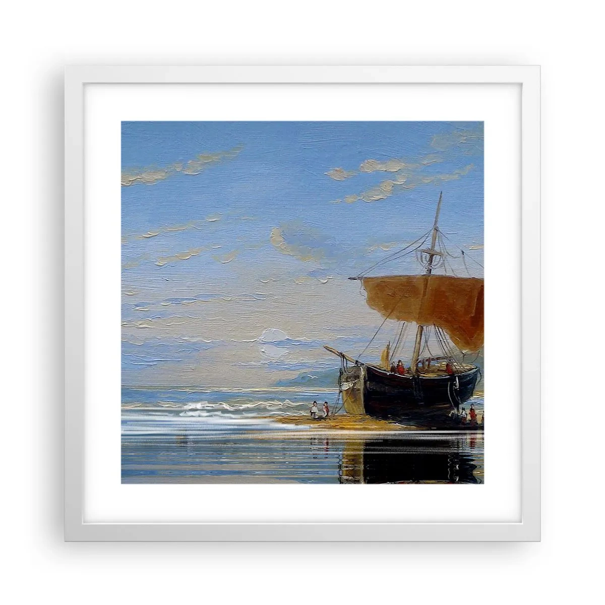 Poster in een witte lijst - Water, bodem, lucht - 40x40 cm